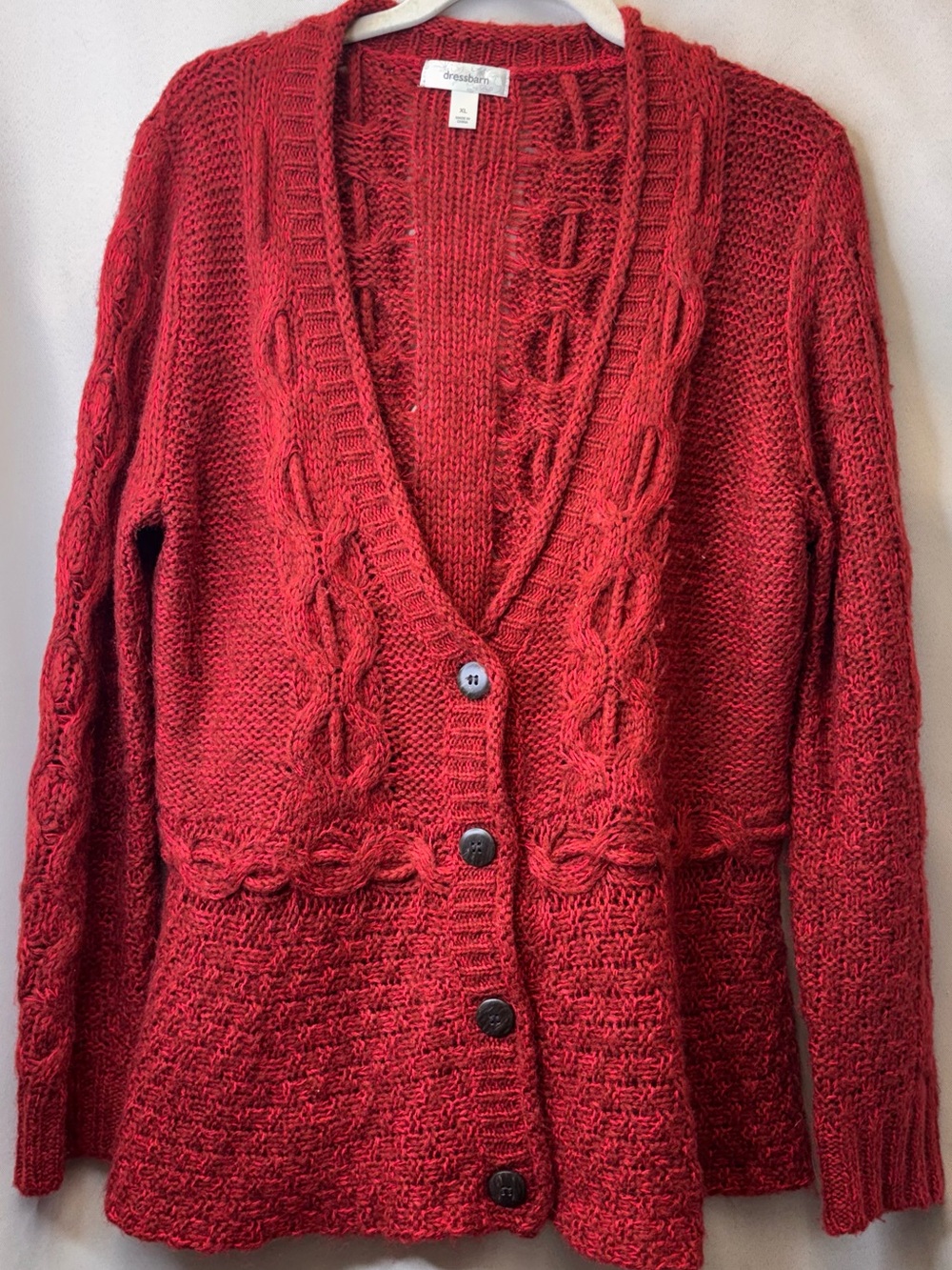 Vintage Dress Barn Long Sleeve V Neckline Intricate Split Texture Cable Sweater